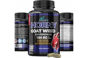 YUMMYVITE Horny Goat Weed Extra Strength -120 Capsules w. Maca, L-Arginine, Ginseng - Boost Desire, Performance, Stamina, Energy, Non-GMO Formula, 120 Capsules