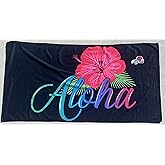 Aloha Designs Aloha Beach Towels - with Aloha Decal - Microfiber Quick Dry Beach,Camping, Pool, Sports, Backpacking, Yoga, Gym, Travel Towel 60x31.5 Soft, Compact, Lightweight- Plus One Aloha Sticker