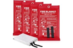 LUXJET Emergency Fire Blanket for Home Kitchen Fiberglass Suppression Fire Blanket, Fire Extinguisher for Camping, Kitchen, Boat, Car & Office, Amusement Building