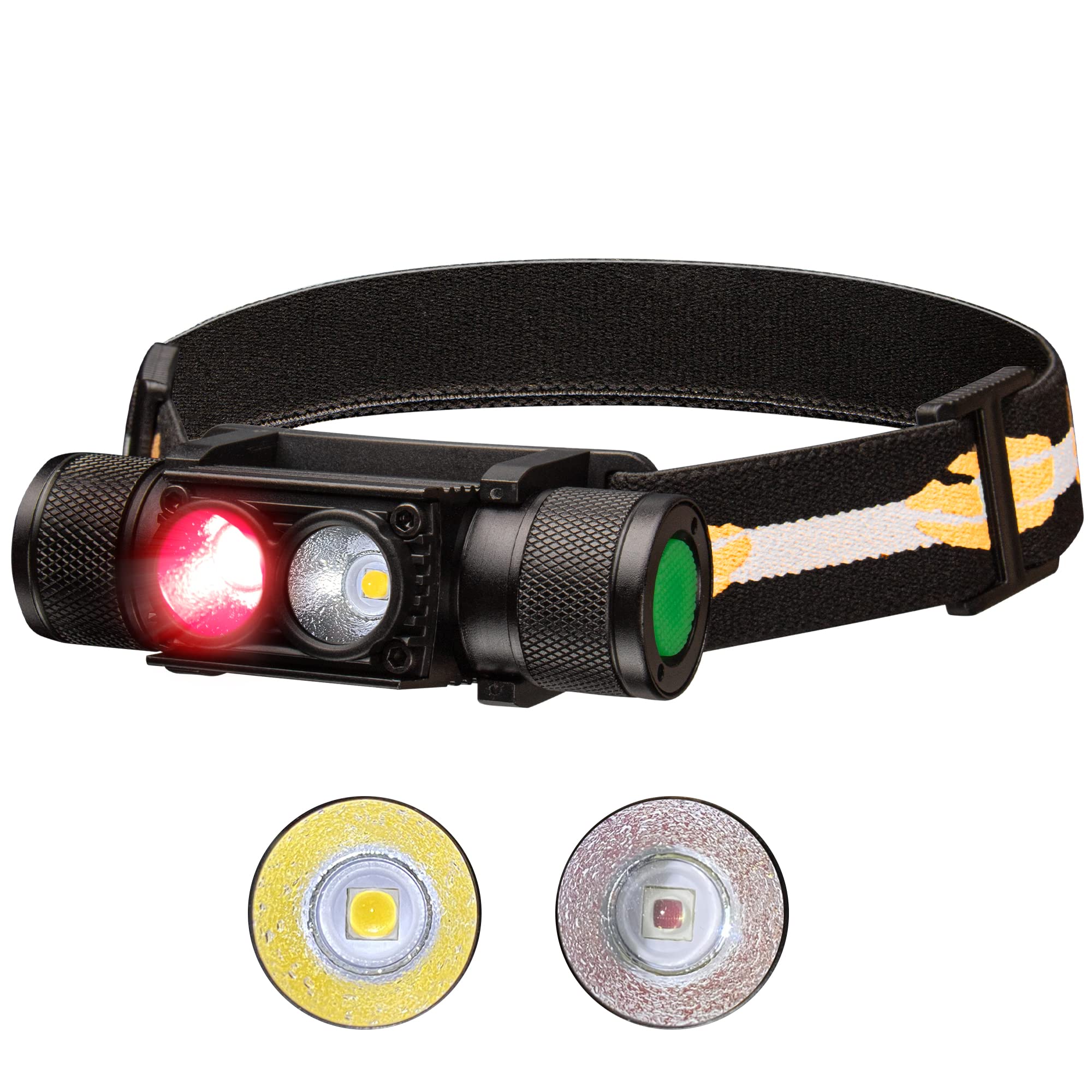 weneasker Red Light Headtorch, H25LR Rechargeable headlamp led Super Bright 1000 Lumen Head Torch, High CRI LED Red Light Head Torch with 8 Brightness Mode for Hiking Running, Working, Fishing