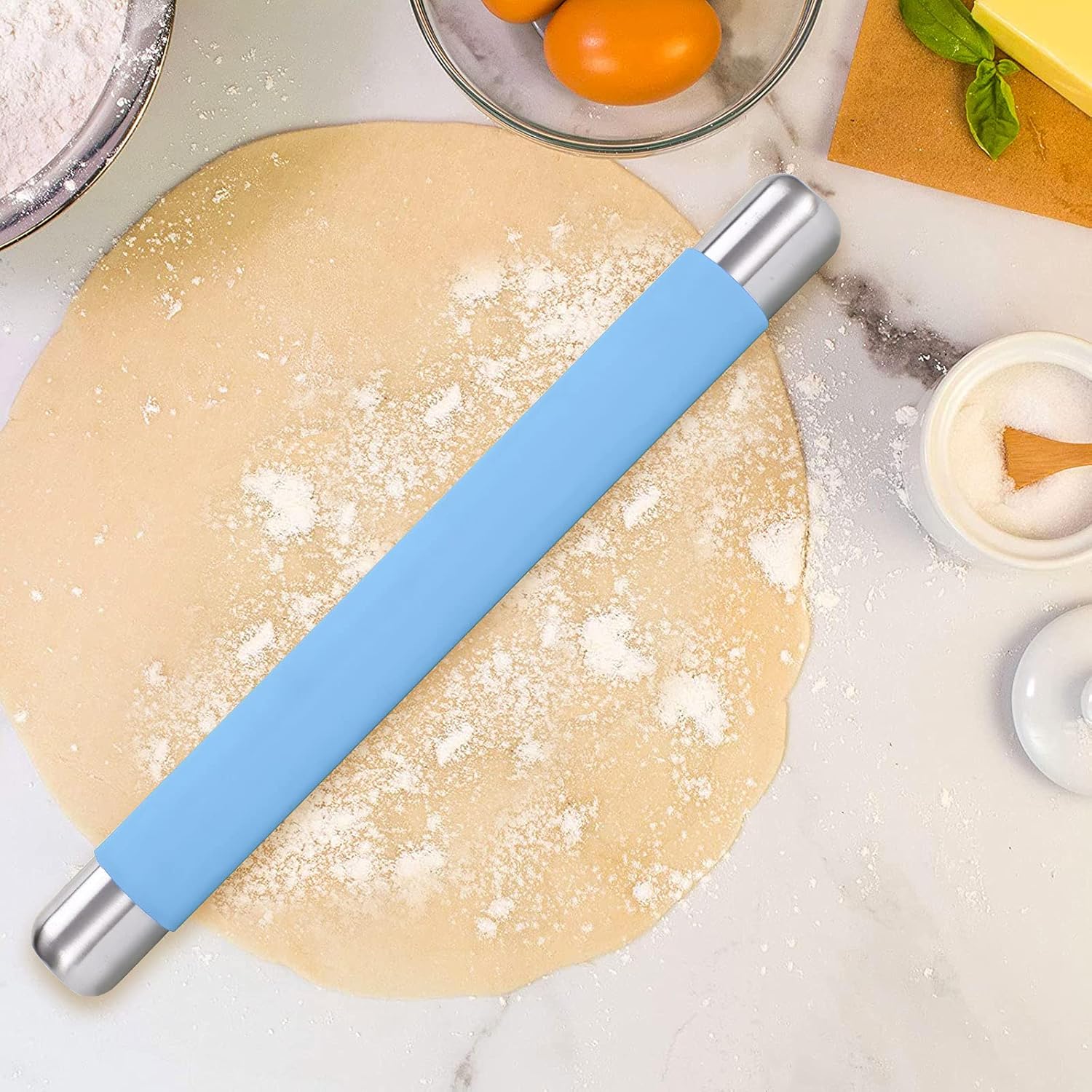 Remeel Silicone Rolling Pin Non Stick Surface for Baking Pie Crust, Cookie, Pastry, Fondant, Internal Steel Dough Roller 13.8 X 1.5 Inches: Kitchen & Dining
