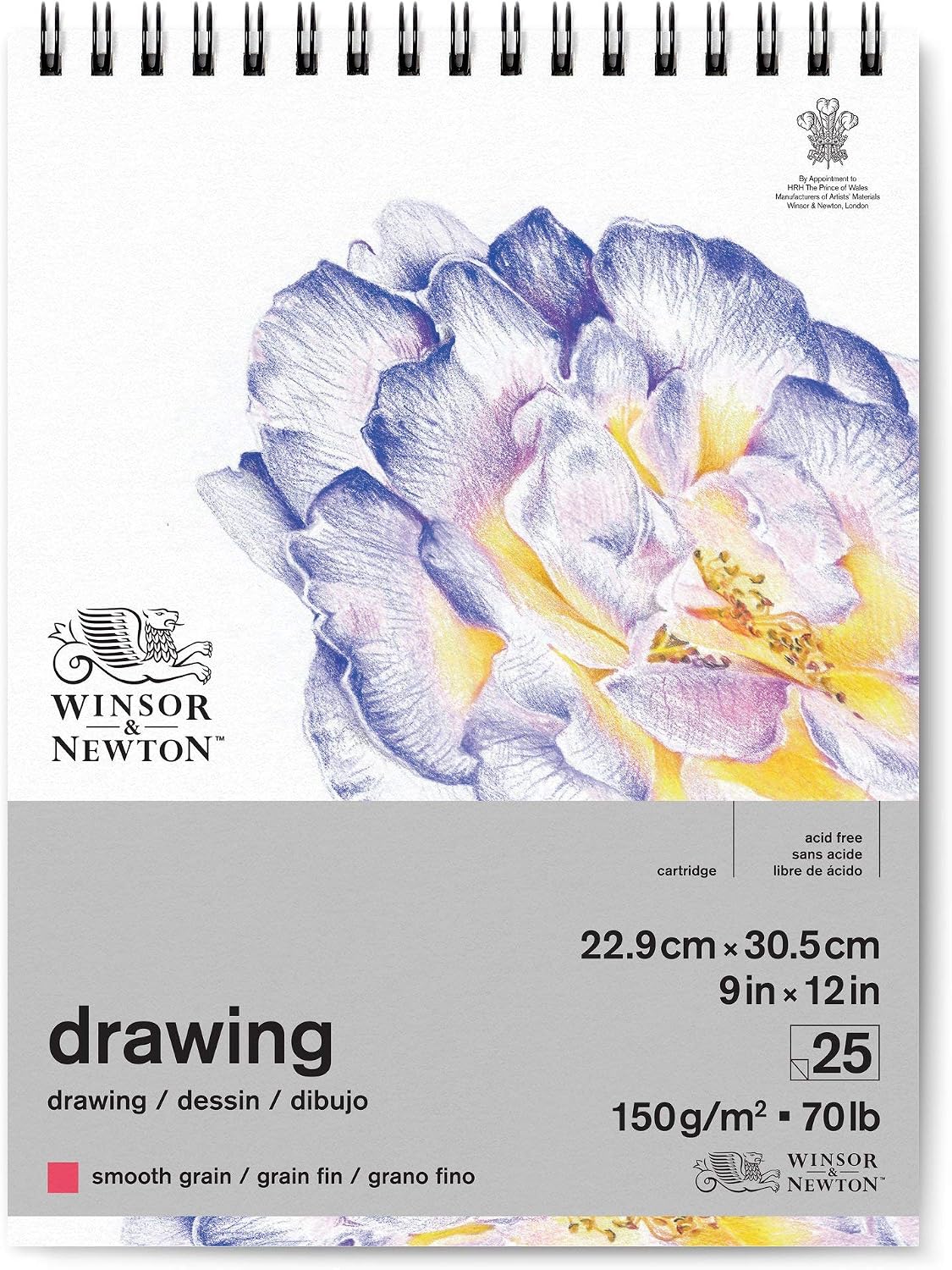 Winsor & Newton Drawing Paper, Natural White, 22,9 x 30,5 cm-25 Blatt Zeichenpapier mit Spiralbindung, 22,9 x 30,5 cm