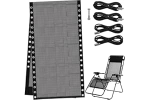 COITEK 21" Zero Gravity Chair Replacement Fabric, Reclining Patio Gravity Chairs Repair Cloth with 4pcs Elastic Replacement Cord Laces, Chair Repair Cord Kit for Outdoor Lounge Chair(Black)