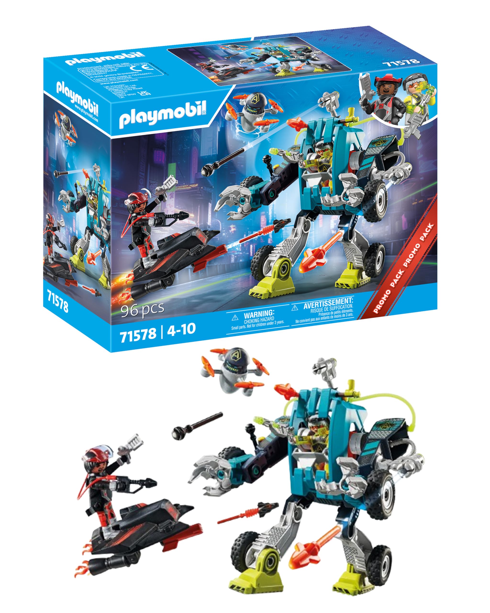 Playmobil 71578 Robot v. Glider Playset Promo Pack, gifting toy and fun imaginative role-play, playsets suitable for children ages 4+