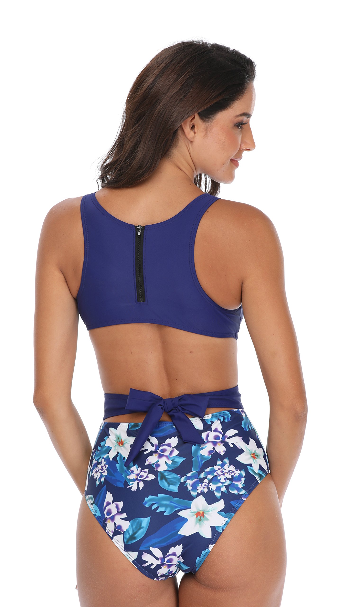 Yonique Women’s Floral Print Tank Top One Piece Swimsuit Beach Swimwear Bathing Suit Swimwear S