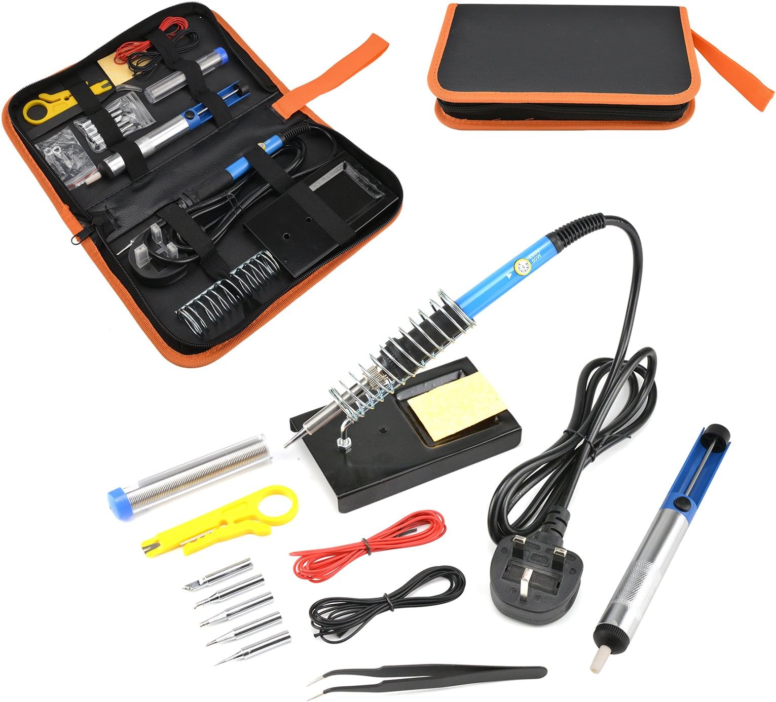 Xpork Soldering Iron Kit 60W 220V Adjustable Temperature Welding Iron Tool Quick Heating Up for Easy & Safe Use at Work and Home With Carry Bag