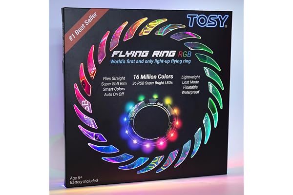 TOSY Flying Ring - 36 RGB Multicolor or 12 Monocolor LEDs, Super Bright, Lost Mode, Auto Light Up, Birthday Gift for Kid/Teen