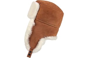 Zavelio Unisex Shearling Sheepskin Trooper Russian Ushanka Winter Fur Hat