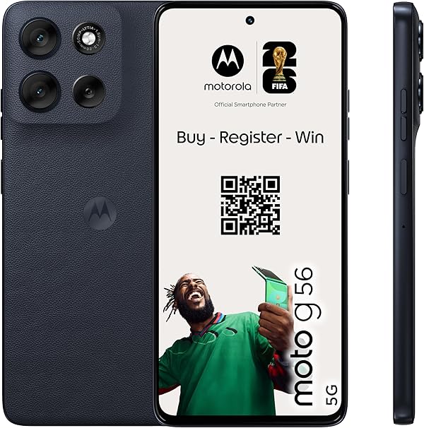 Motorola Moto g56 5G Smartphone (6,72“-FHD+-Display, 50-MP-Kamera mit Moto-AI, 8/256 GB, 5100 mAh, Android 15) Pantone Black Oyster, inkl. Schutzcover