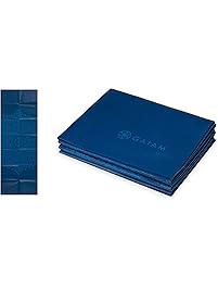 Gaiam Yoga Mat - Foldable 2mm Travel Exercise & Fitness Mat Built-in Carrying Handle for All Types of Yoga, Pilates & Floor Exercises (68" x 24" x 2mm Thick)