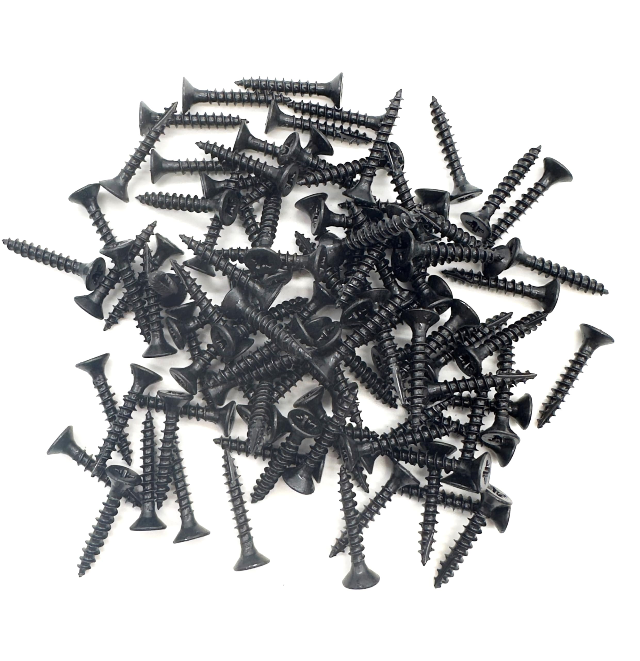 100 PCS Black Wood Screws (4mm x 25mm) Double Countersunk Multi Purpose Organic Woodscrews