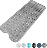 KEPLIN Premium Non-Slip Bath Mat 40x100cm 200 Suction Cups Grey