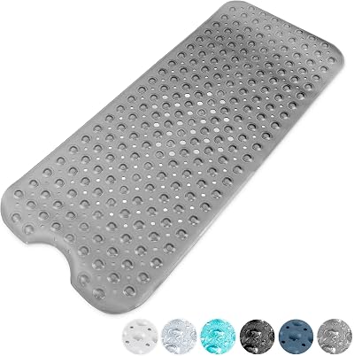 KEPLIN Premium Non-Slip Bath Mat 40x100cm 200 Suction Cups Grey