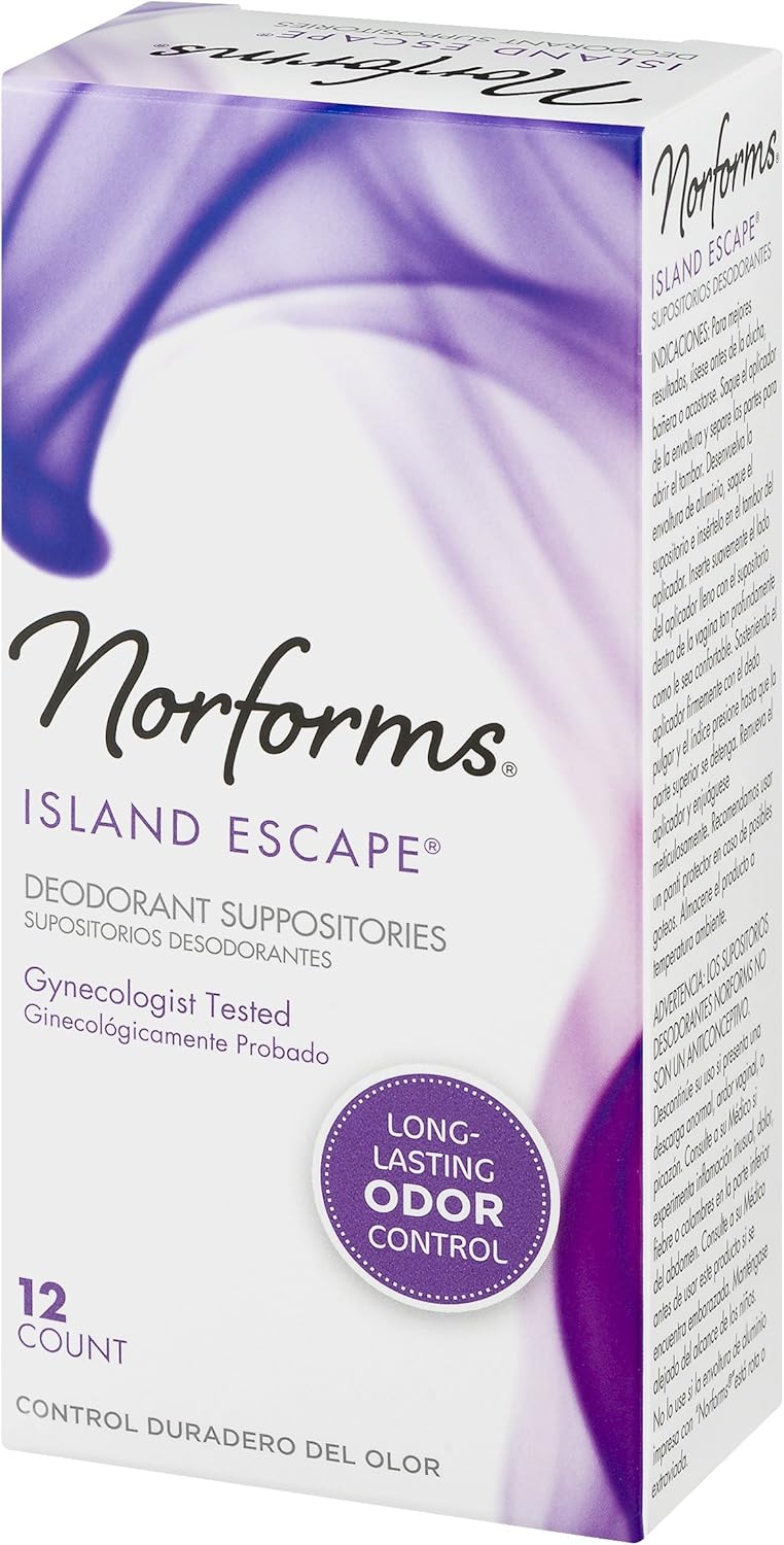 Norforms Feminine Deodorant Suppositories | Long Lasting Odor Control | Island Escape | 12 Count | Pack of 3: Health & Personal Care