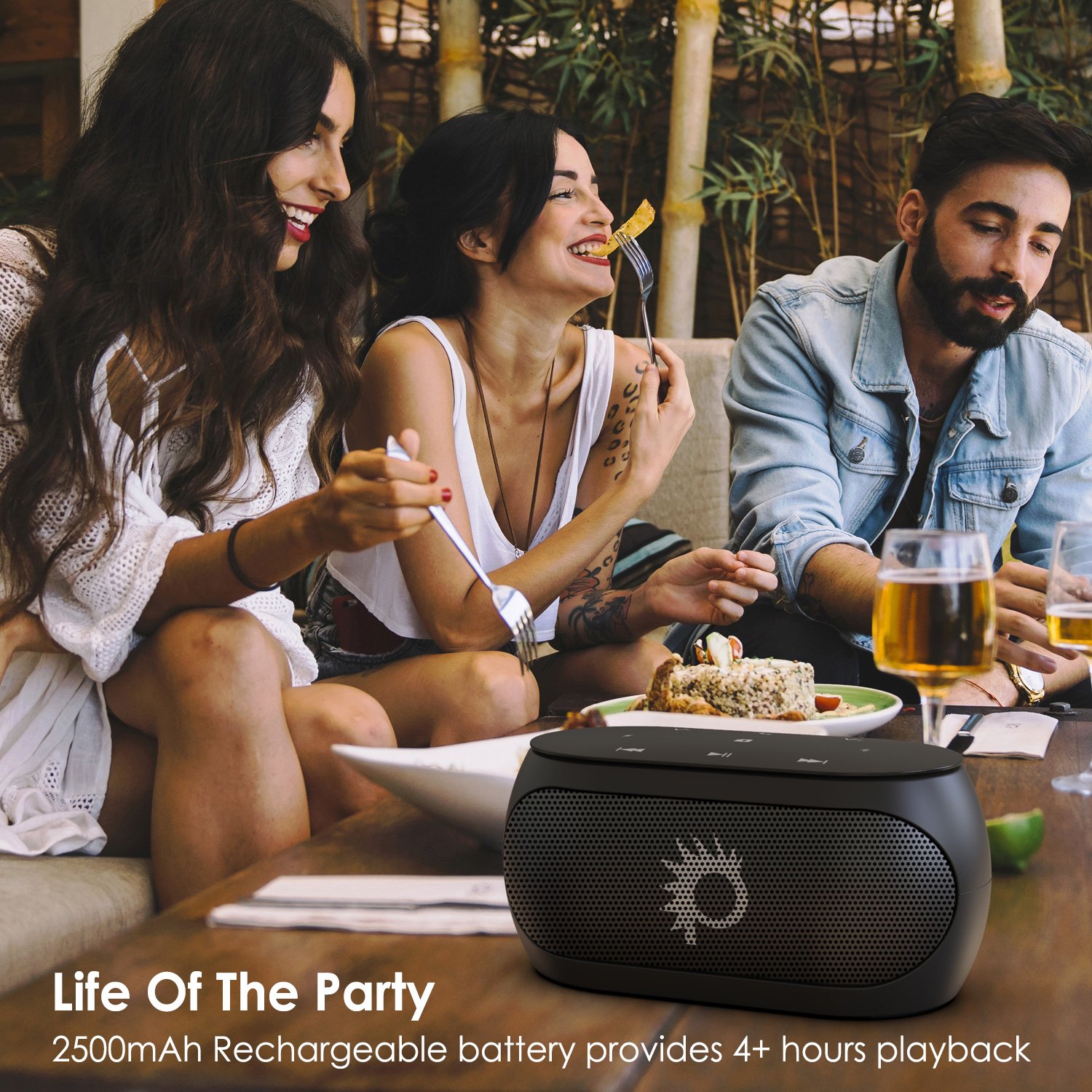 Punkcase Silencer Portable Bluetooth Speaker - Best Wireless Speaker with Loud Stereo Sound and Enhanced Bass for iPhone/Android/Computer/Phone/Laptop [Black]