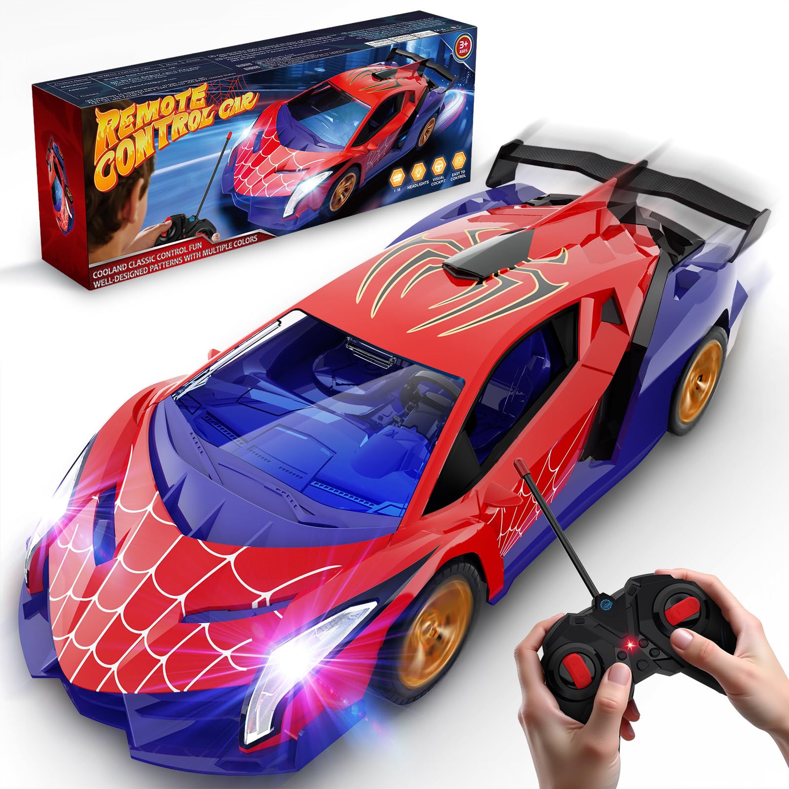 Mirthigig Remote Control Car 1:18 with Flash Lights, 2.4GHz Drift RC Cars, Boys Toys Gifts Games Birthday Present for 3 4 5 6 7 8 9 10 Year Old Boys Kids Toys Age 3-12