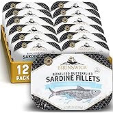 Brunswick Sardines in Spring Water, 3.75 oz Can (Pack of 12) - Boneless Butterflied Sardine Fillets - Wild Caught - 18g Protein per Serving - Gluten Free, Keto Friendly