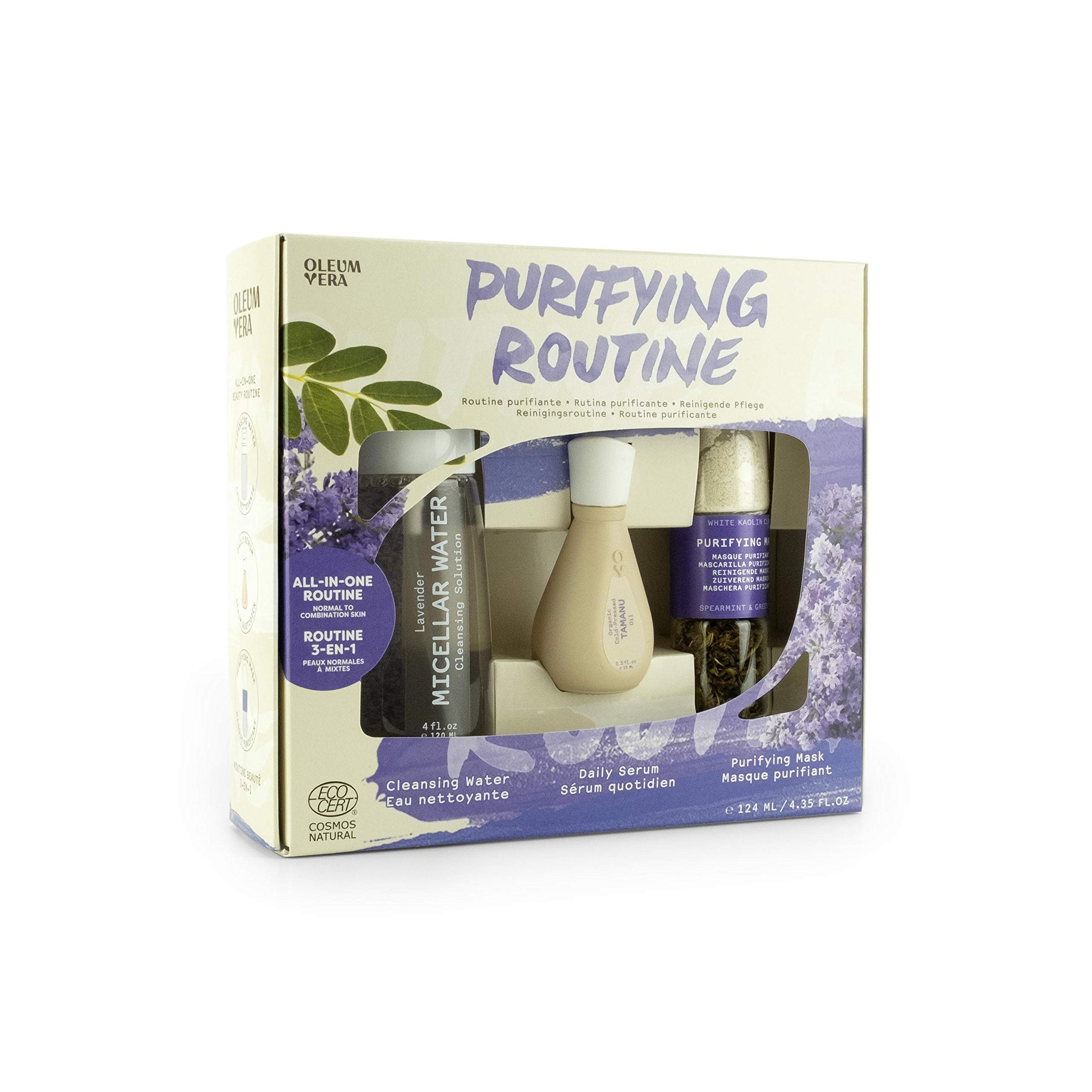 Oleum Vera – Natural Purifying Routine Kit with Lavender Micellar Water, Tamanu Oil & Purifying Masks
