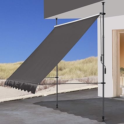 Amazon De Quick Star Klemmmarkise 200x130cm Grau Balkonmarkise Sonnenschutz Terrassenuberdachung Hohenverstellbar Von 200 290cm Markise Balkon Ohne Bohren