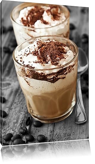 Dekoration Cappuccino mit Sahne und Schokostreuseln Leinwandbild
