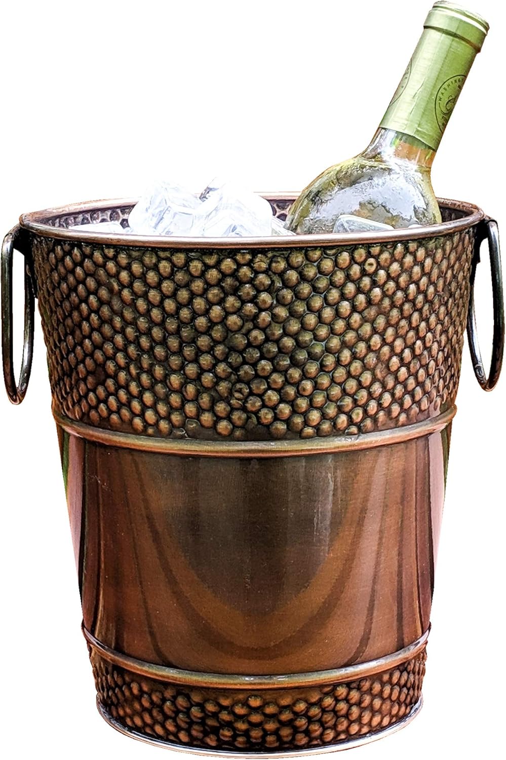 BREKX Berkshire Copper Finish Galvanized Wine Bucket, Rust-Resistant and Leak-Proof Ice and Drink Holder with Handles, 5 Quarts