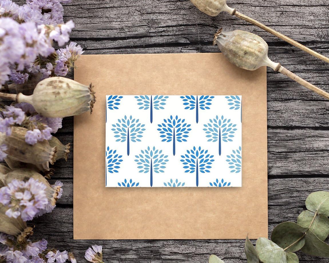 48 Pack All Occasion Assorted Blank Note Cards Greeting Card Bulk Box Set - Shades of Blue Floral Foliage Designs - Notecards with Envelopes Included 4 x 6 inches : Office Products