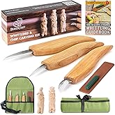 BeaverCraft Wood Carving Knife Kit S15 Whittling Kit for Beginners, Kids - Wood Carving Tools Set with Detail Chip Knife Sloyd Whittling Knives &amp; Leather Strop, Polishing Compound and Tutorials