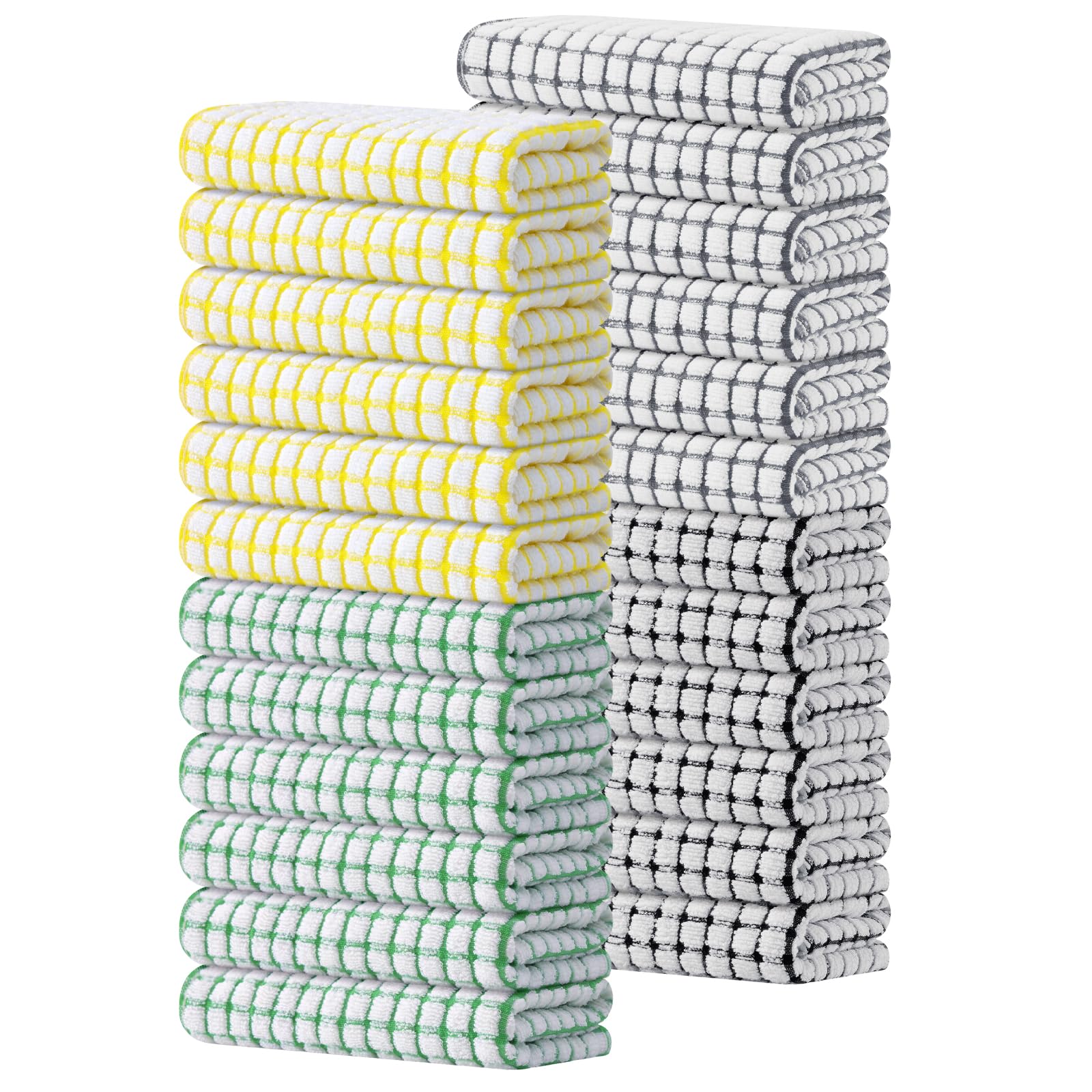 Kitinjoy Cotton 24 Pack Terry Kitchen Towels, 16 x 25 Inches Super Soft and Absorbent Dish Towels, Quick Drying Hand Towels for Kitchen Drying, Multi-Colored Image