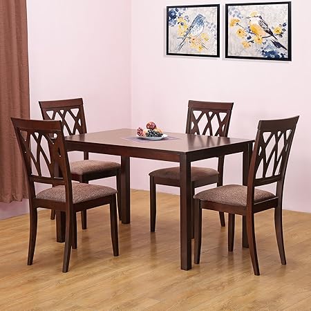 @home by Nilkamal Peak Four Seater Dining Table Set (Cappucino)