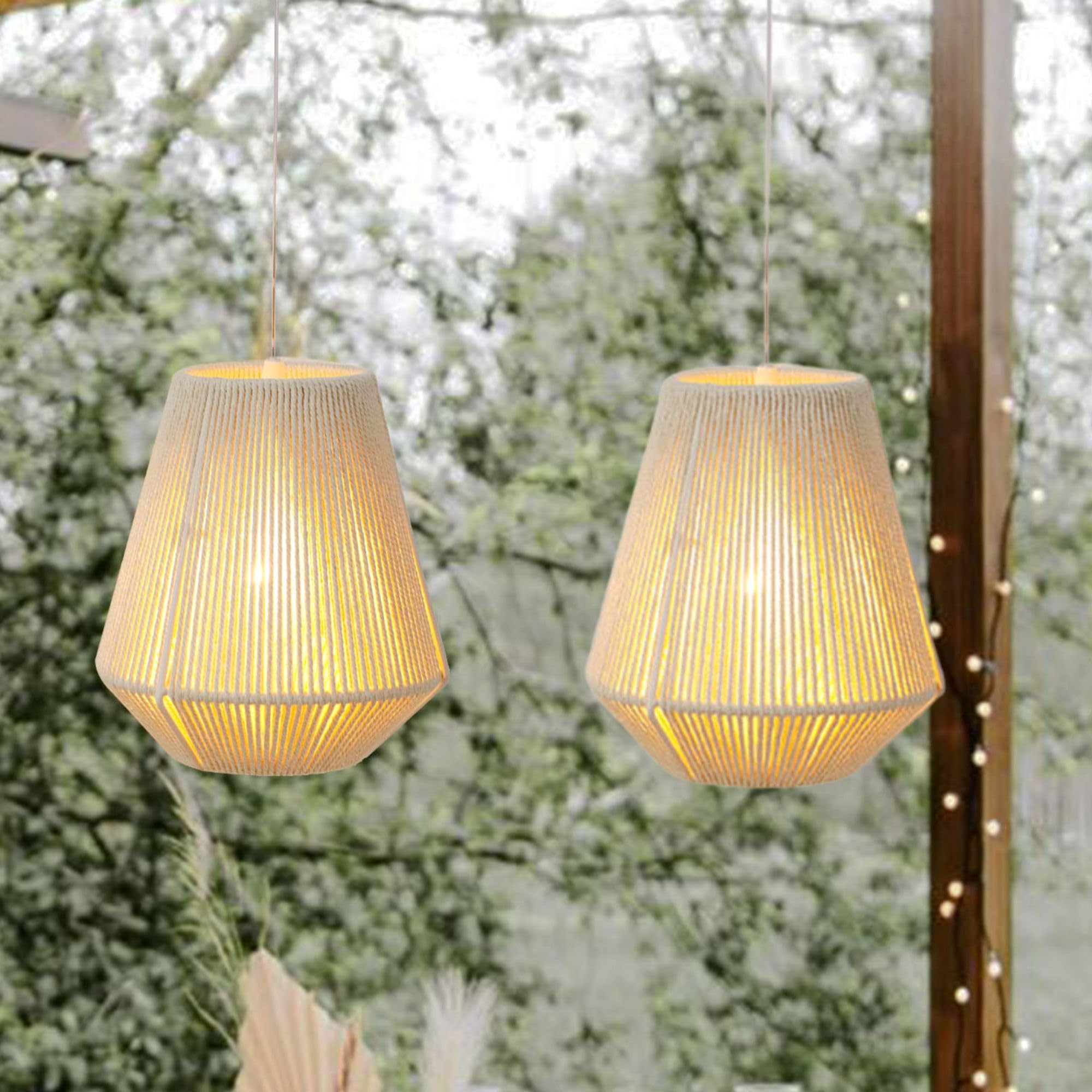 Photo 1 of JHY DESIGN Set of 2 Battery Powered Lamp 8" H Braided Cotton Rope Decorative Pendant Lamp Battery Light with 6 Hours Timer for Bar Bedroom Patio Indoor Outdoor Living Room