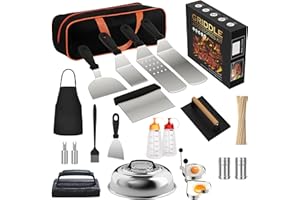 FURNHOME 120 Pcs Griddle Accessories Kit for Blackstone - Perfect Flat Top Grill Accessories for Outdoor, Professional Round Melting Dome with Cast Iron Smash Burger Press for Barbecue.