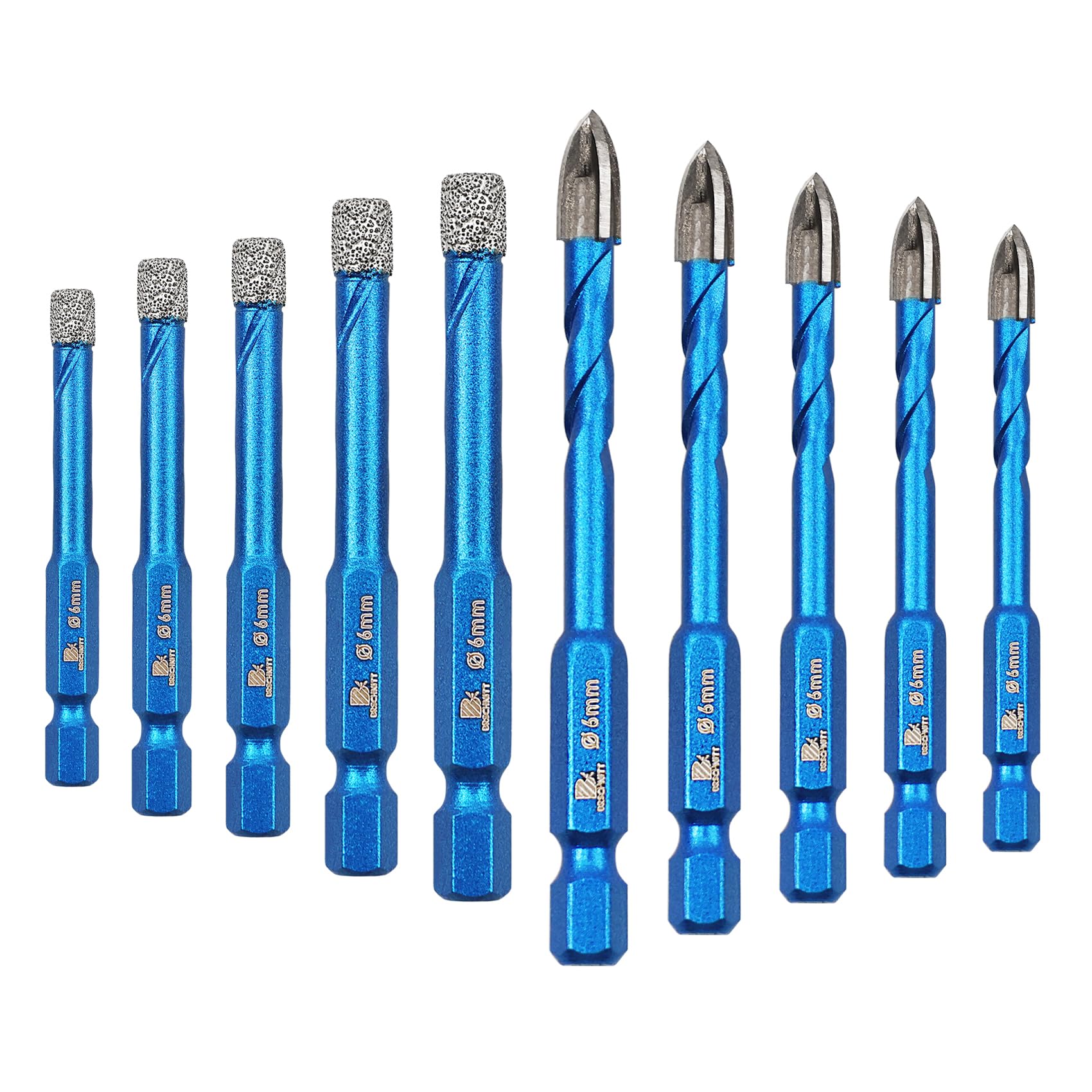Diamond Drill Bit - BRSCHNITT 10pcs 1/4 inch Masonry Drill Bits Set for Porcelain Tile Ceramic Stone Granite Marble,Hex Shank Diamond Hole Saw Drill Bit