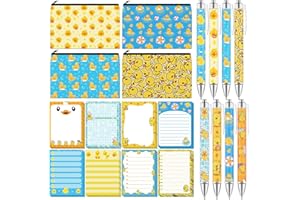 Eaasty 20 Pieces Duck Gift Set Cute Sticky Notes with Pens, Pencil Bags Makeup Bags, 3 x 4 Inches Cute Note Pads, Funny 1.0 mm Ballpoint Pens, Office Supplies for Women