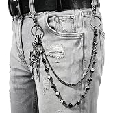 Sduphs Skull Wallet Chain for Men, Punk Gothic Double Layer Pant Chain | Unique Skull Figure Design, Premium Materials, and Versatile Use for Wallet, Jeans, Pants, and Streetwear
