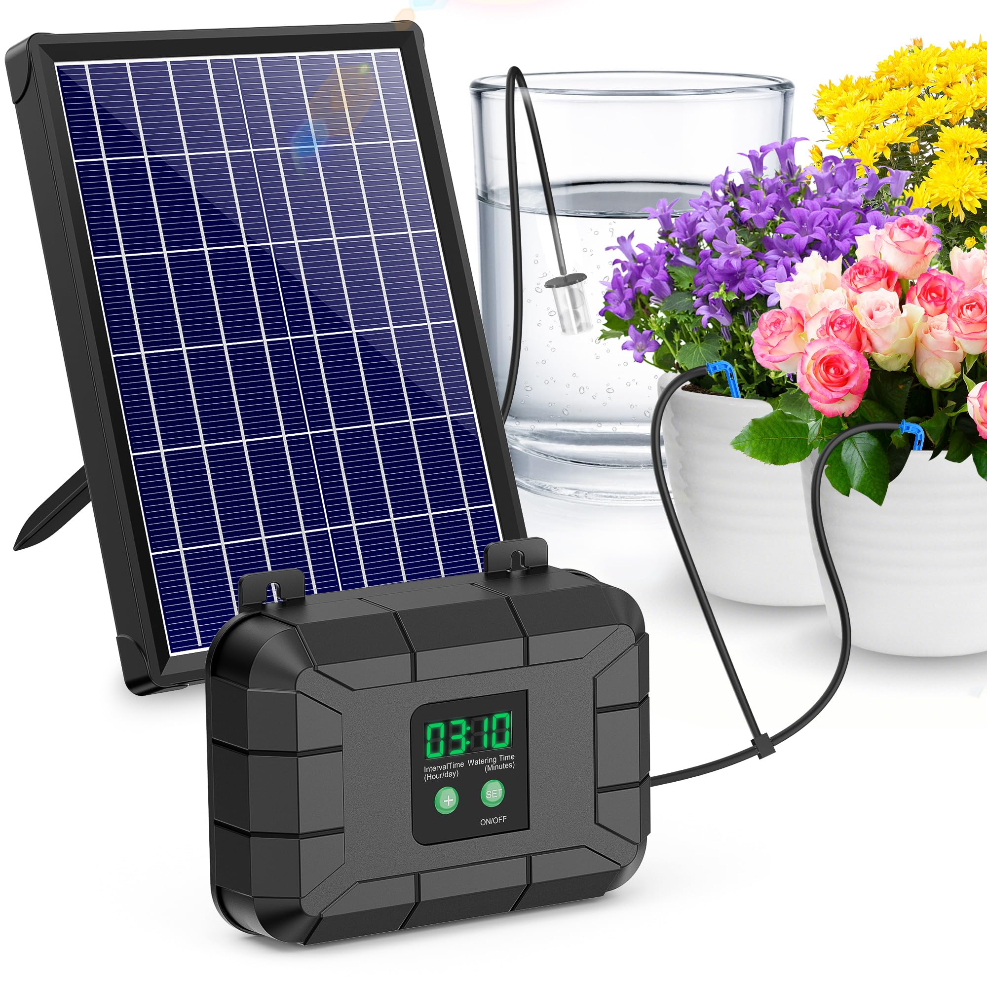 Photo 1 of Automatic Drip Irrigation Kit, 8W Solar Irrigation System for Garden with Digital Programmable Timing Modes, Solar Watering System Take Care Your Plants