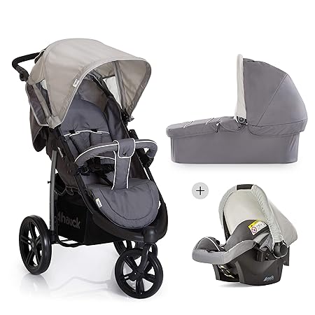 Hauck Viper SLX Trio Set/Dreirad Kinderwagen Set/Babyliegeschale/Liegebuggy, Gr. 0, Babywanne mit Matratze, ab Geburt bis 25 