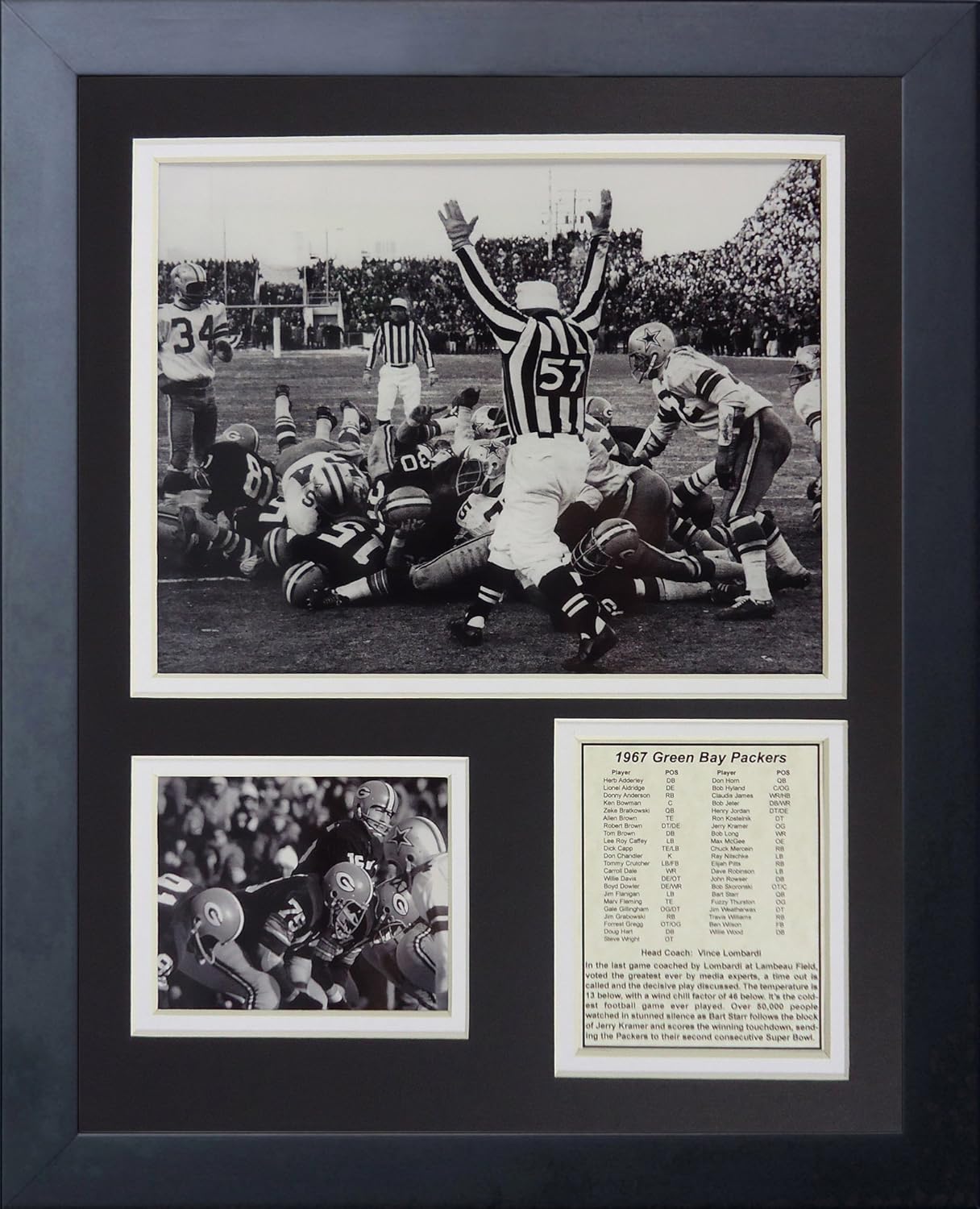 Legends Never Die Green Bay Packers Ice Bowl The Sneak Framed Photo