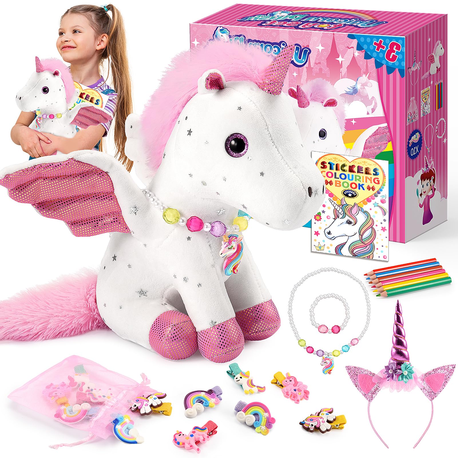 Veopoko Unicorn Gifts for Girls Age 3 4 5 6 7 8,Soft Toys for 3-6 Year Olds Girl Unicorn Toy Stuffing Gift for 6-8 Year Old Girls Plush Toys Set for Kids for 3-8 Year Olds Girl Gifts Kids Toy Age 3-8