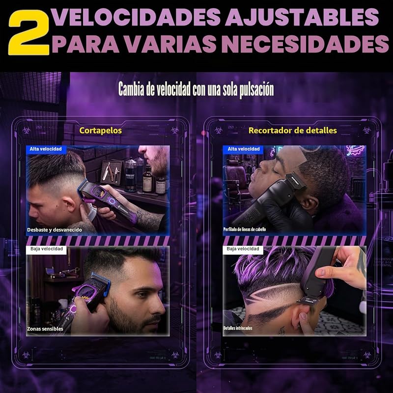 Máquinas Cortar Pelo Profesional, Cortapelos Inalámbrico-Morado
