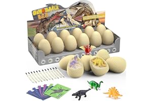 EARTH'SCODE Easter Dinosaur Eggs Excavation Dig Kit, 12 Unique Dino Egg with 12 Cute Dinosaurs Inside Toys for Best Holiday & Birthday Party Favors STEM Gifts for Kids 3-12 Years Old