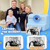 HiMont Kids Camera Instant Print 1080P 32GB 3 Rolls Paper Blue view 3