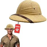 Nicky Bigs Novelties Pith Helmet, Tan Straw Safari Costume Accessories | Tan Woven Straw Pith Helmet with Wide Curved Brim, Explorer Styling, One Size Fits Most, Perfect Halloween Accessory