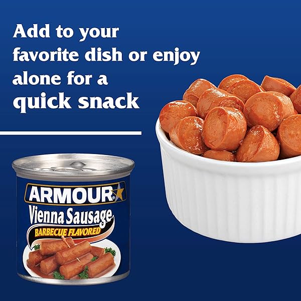 ARMOUR STAR VIENNA SAUSAGE, BARBECUE FLAVORED, CANNED SAUSAGE, 4.6 OZ