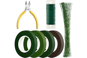 CHRORINE Floral Arrangement Kit Floral Tapes 22 Guage Floral Stem Wire 26 Gauge Green Floral Wire for Bouquet Wreath Making S
