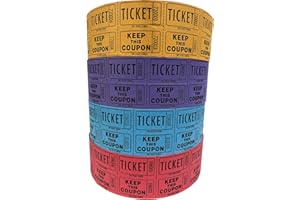 The Ticket Gurus-Raffle Tickets - (4 Rolls of 2000 Double Tickets) 8,000 Total 50/50 Raffle Tickets (Purple/Blue, Orange, Red)) …