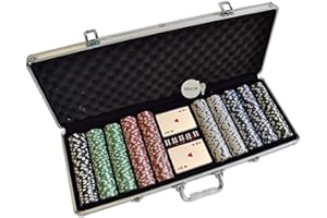 HAN'S DELTA Poker Chip Set 11.5 Gram for Texas Holdem, Blackjack, Casino Gambling with Aluminum Case, Cards, Dealer Button (Choose 300 or 500 Chips Set)