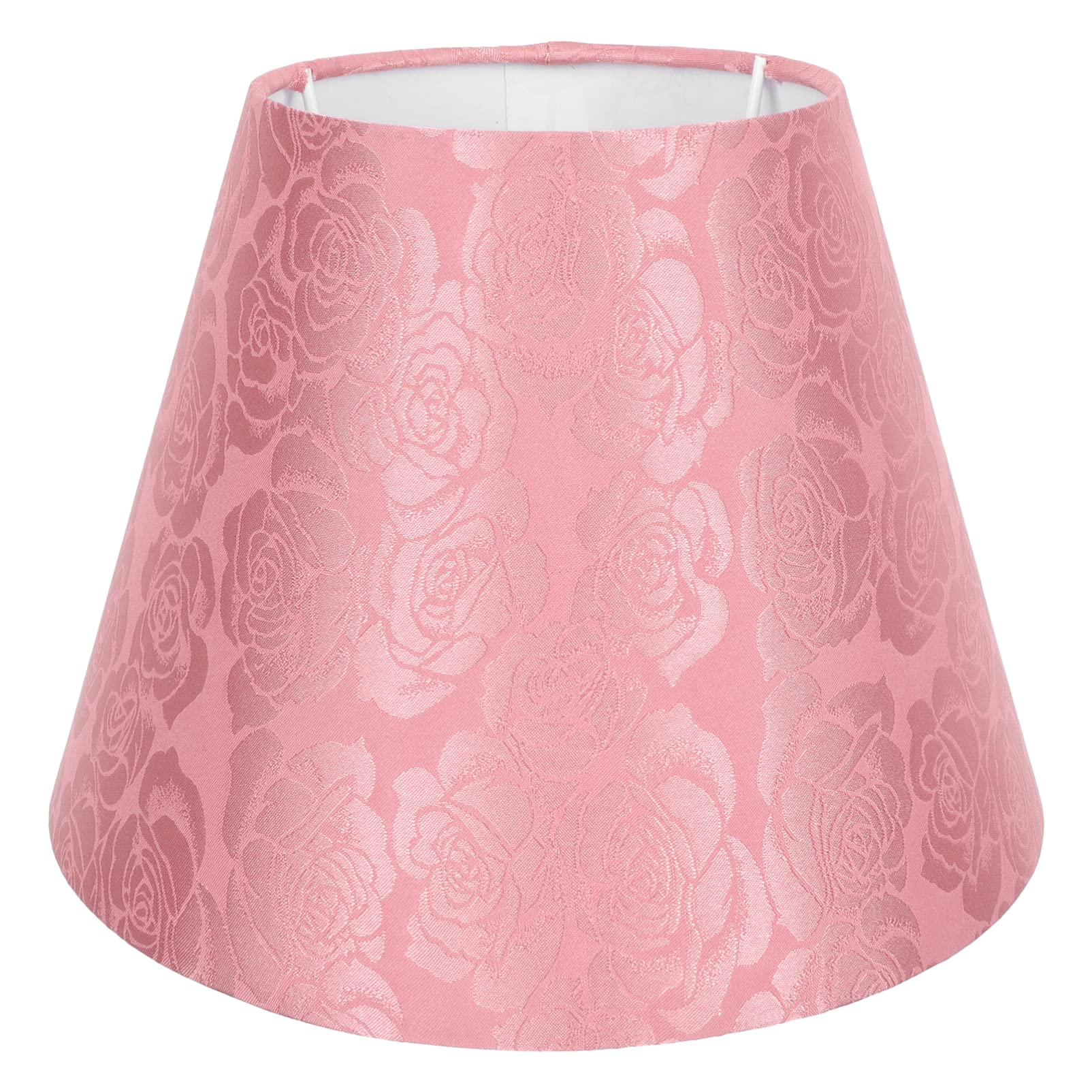 Lurrose Pink Embroidered Lampshade Floral Jacquard Table Lamp Shade for Bedroom Living Room Study 9X9X7 Inches