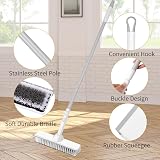 Thboxes Floor Scrubbing Brush with Long Handle 9 Inch 2 in 1 Squeegee view 2