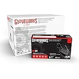 GlovePlus GLOVEWORKS Industrial Black Nitrile Gloves, Case of 1000, 5 Mil, Size X-Large, Latex Free, Powder Free, Textured, D