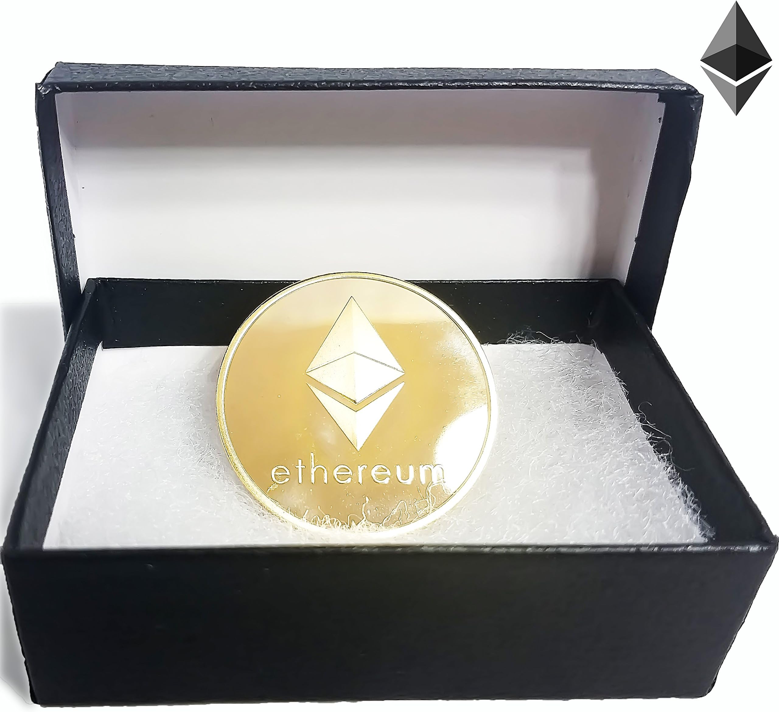 Future BuyZ Gold Plated Ethereum ETH Coin Token Miner Cryptocurrency Commemorative Collection Limited Edition with Case Box (1pc Ethereum w/Gift Box)